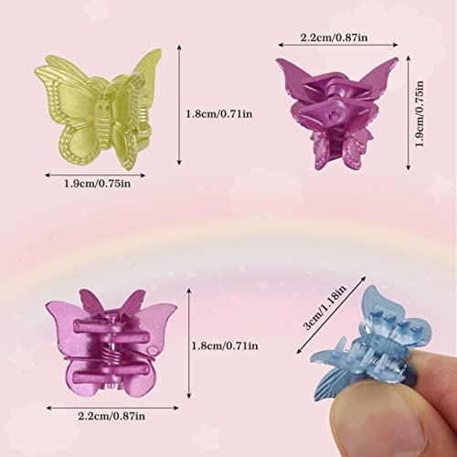 50 Pcs Pastel Butterfly Hair Clips for Girls & Women - Mini Claw Hair Accessories with Box Pack - Tiweio 14 Metallic Colors