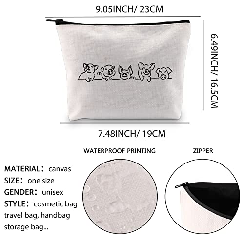 XYANFA Pigs Makeup Bag - Animal Lover Zipper Pouch for Pig Enthusiasts