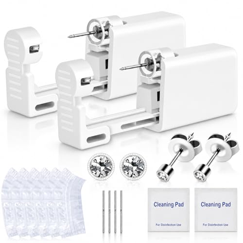 Anzero Ear Piercing Kit - Disposable Gun with 2MM CZ Studs, Sterile