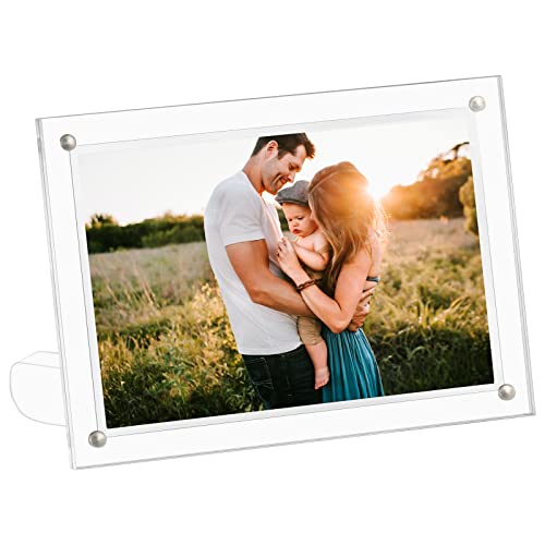 CECOLIC 6x8 Clear Acrylic Magnetic Photo Frame - Double-Sided Display