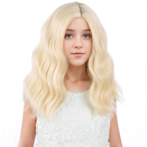 Light Blonde Wavy Wig for Girls - 14 Inch Short Style