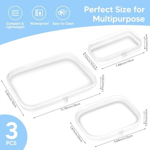 BOBOKA 3PCS White Clear Zipper Storage Cases - Portable Cosmetic & Toy Organizer