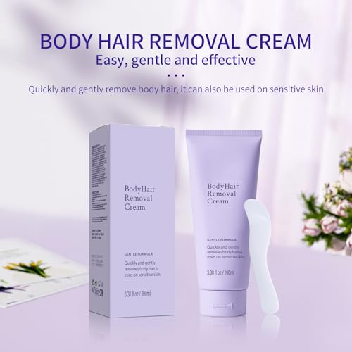Hair Removal Cream for Women, Painless Depilatory Cream Removes Hair from Legs, Arms, Underarms, Stomach, and Bikini Line with Spatula