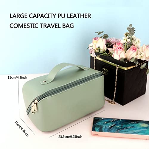 MAMUNU Green Large Capacity Cosmetic Bag - Travel Makeup Organizer