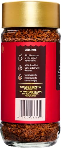 Tim Hortons Dark Roast Instant Coffee 3.5oz Jar - 100% Arabica