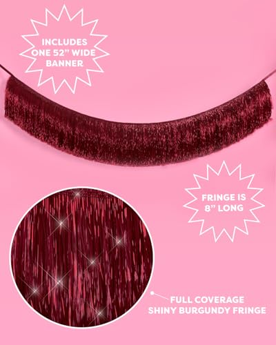 Burgundy Fringe Banner 49 Inch | Bachelorette & Birthday Decor
