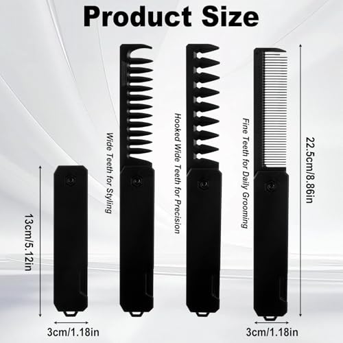 Tyqour Folding Pocket Comb - 3-in-1 Travel Hair Brush for Men