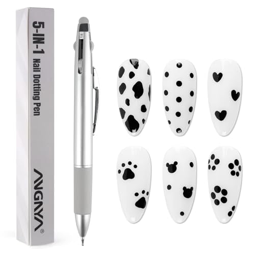 ANGNYA 4-in-1 Nail Dotting Tool with Silicone Tip – 0.8-2.0mm