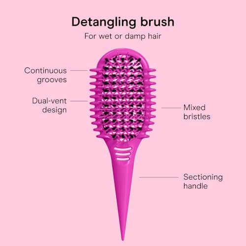 Conair Long Pink Detangling Curl Brush for Curly & Wavy Hair - Parting Tool