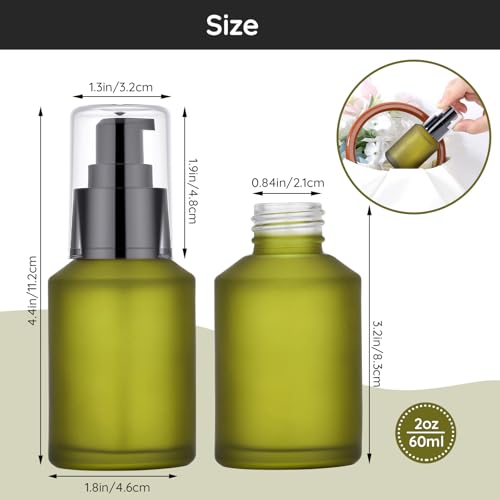 Segbeauty 15ml Frosted Glass Pump Bottles - 3 Pack Refillable Travel Set