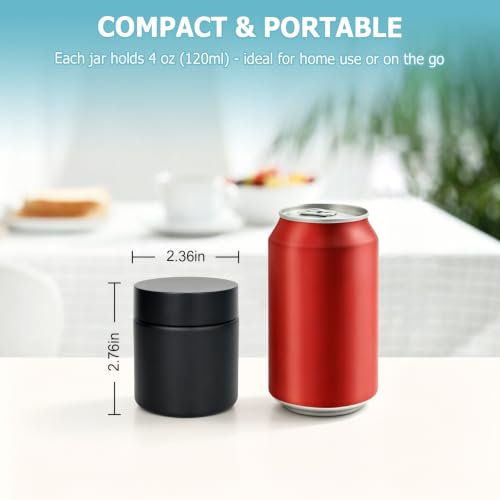 4-Pack Smell Proof Jars - UV Resistant Black Glass Containers