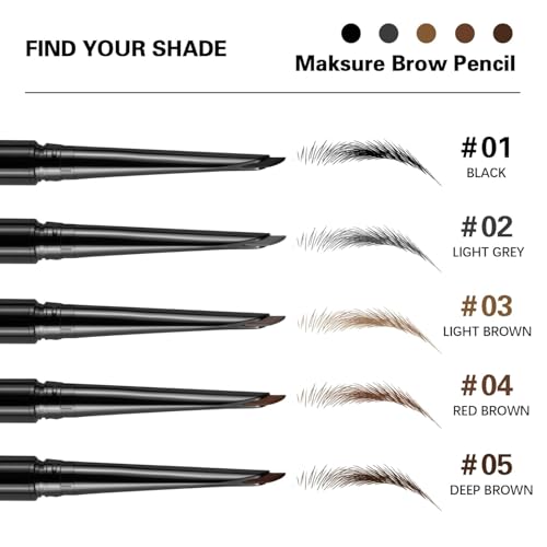 Maksure Deep Brown Microblading Eyebrow Pencil 2 Pack - Ultra Slim, Waterproof & Smudgeproof
