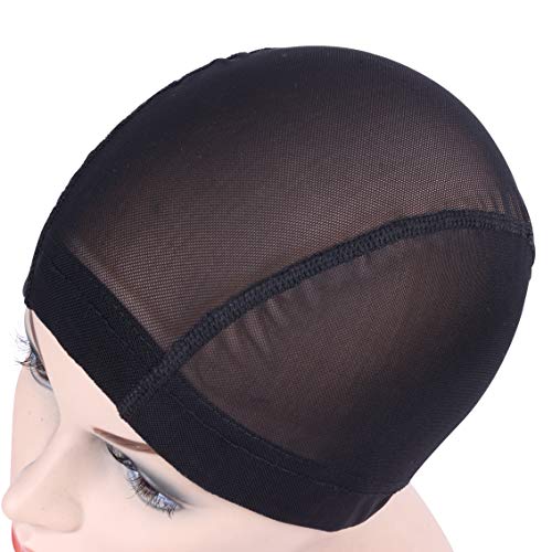 YANTAISIYU 2 Pcs Black Mesh Wig Caps - Stretchable Nylon Dome Caps