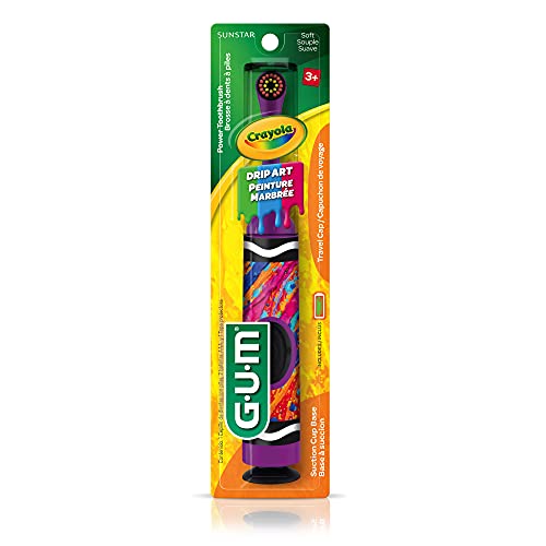 GUM Crayola Kids Battery Powered Toothbrush, Soft Bristles, 2 Pack