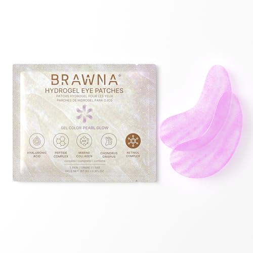 BRAWNA Pearl Under Eye Patches 24 Pairs Hydrogel Masks with Retinol & Collagen
