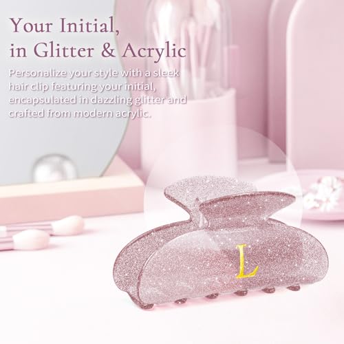 Lavender Glitter Initial Hair Clip P - Fxcert Personalised Acrylic Letter
