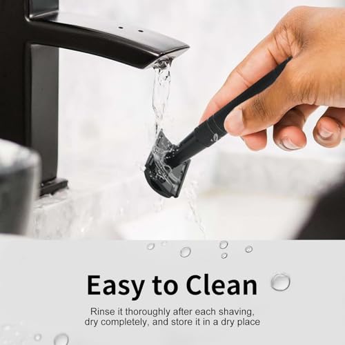 Matte Black Safety Razor, Single Blade Razors for Men | Reusable Metal Razor, with 10 Platinum Coated Double Edge Blades, Smooth & Close & Comfort Shave, Eco-Friendly, Plastic Free