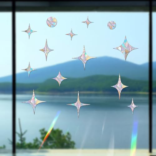 60 Anti-Collision Window Decals for Bird Strikes - Star & Circle Clings