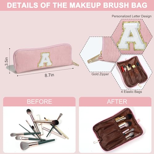 YOOLIFE Initial Travel Makeup Bag Cosmetic Bag – Blue, Teen Girl Gifts