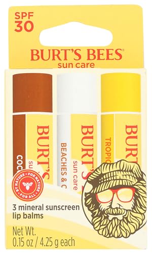 Burt's Bees SPF 30 Lip Balm Pack - 3 Natural Lip Treatments