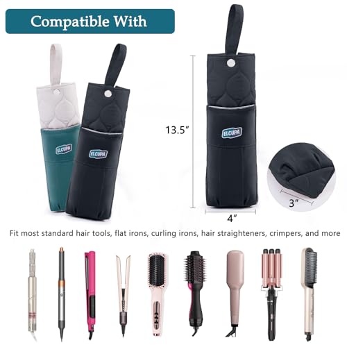 ELCUPA Style B Black Heat-Resistant Hair Tool Organizer Bag, Travel Case for Flat Irons & Curling Irons