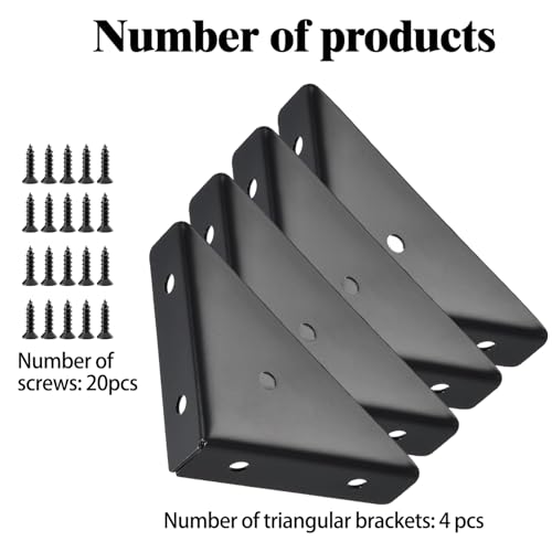 L&M Heavy Duty Triangular Shelf Brackets - 4 Pack Metal Support