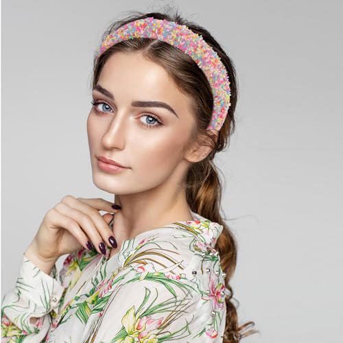 Wide Candy Headbands for Women Girls - Padded Donut & Rainbow Hair Accessories