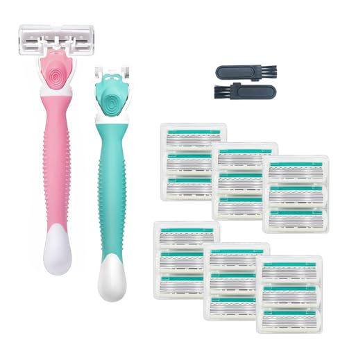 Hocmos 6-Blade Women's Razor Set with 19 Refill Blades & Travel Case