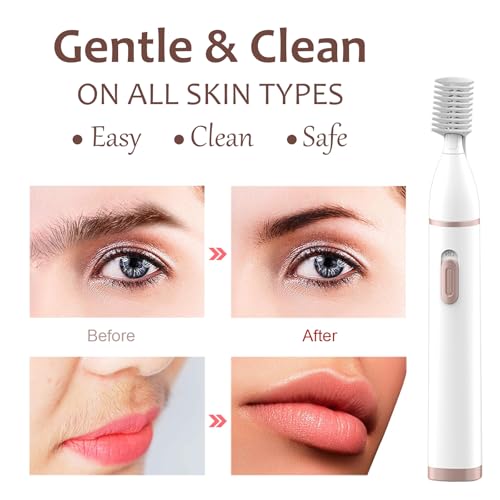 LAIKME Eyebrow Trimmer Razor for Women - Electric Eye Brow Trim Shaver - Painless Brow Trimming Rechargeable Facial Hair Removal for Eyebrows Chin Peach Fuzz Lips Ear Face Neckline with Comb