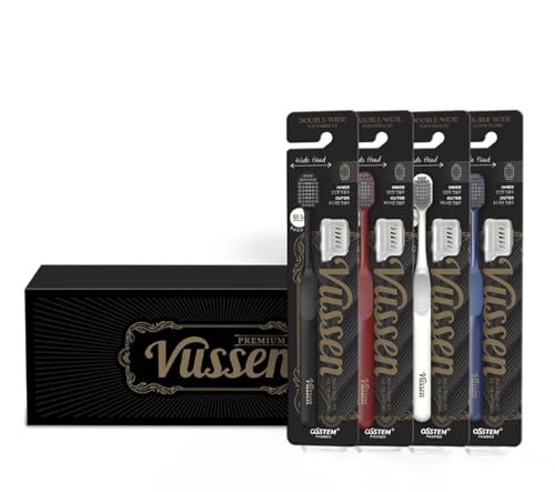 Vussen Double Wide Manual Toothbrush for Sensitive Gums, 4 Count