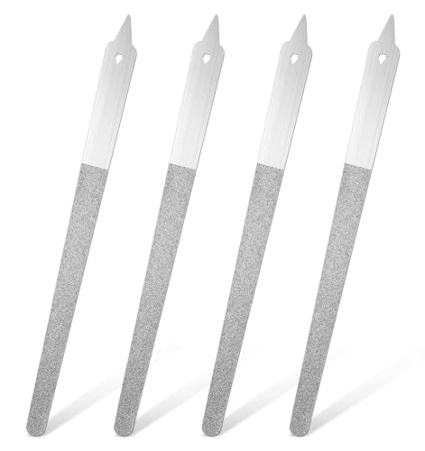4 Pack Diamond Nail Files for Natural Nails - 6 Inch Professional Manicure Tools