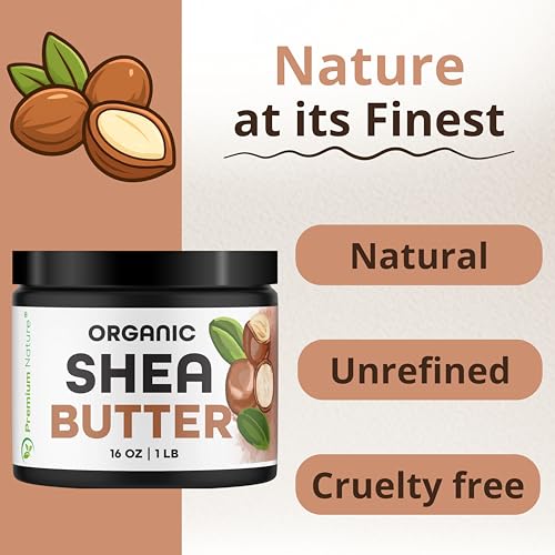 Premium Nature Organic Raw Unrefined Shea Butter 16 oz - Skin & Hair Moisturizer