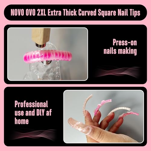 XXL Square Queen Pro Curved Nail Tips - Full Cover Acrylic Nails 240pc