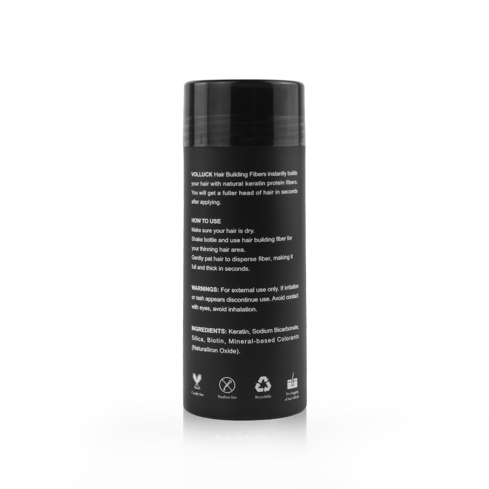 VOLLUCK Hair Fibers for Thinning Hair, Instant Coverage Hair Building Fibers for Women and men, Natural Hair Powder for Conceal Hair Loss 28 g (Medium Brown)