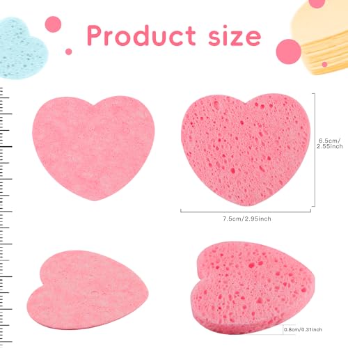 50-Pack Natural Heart-Shaped Facial Cleansing Sponges