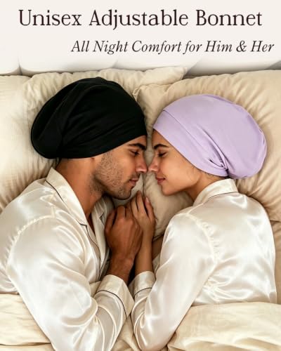 Adjustable Satin Lined Sleep Bonnet for Hair Protection, Unisex