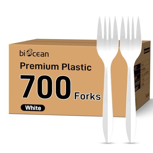 700 Count Medium Weight Disposable Plastic Forks - BPA-Free & Reusable