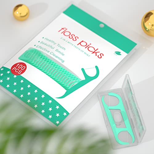 Mint Flavored Dental Floss Picks - 400 Count with Travel Case