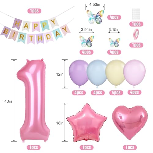 Pastel Macaron 1st Birthday Decoration Set for Girls