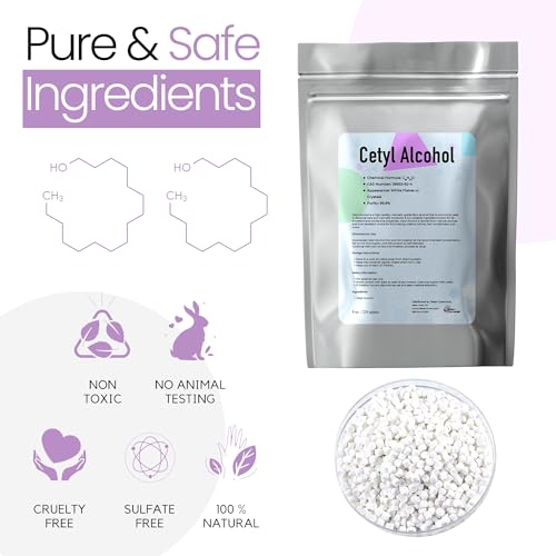 Cetyl Alcohol Cosmetic Grade 8oz - Emulsifying Wax for Skin & Hair Care