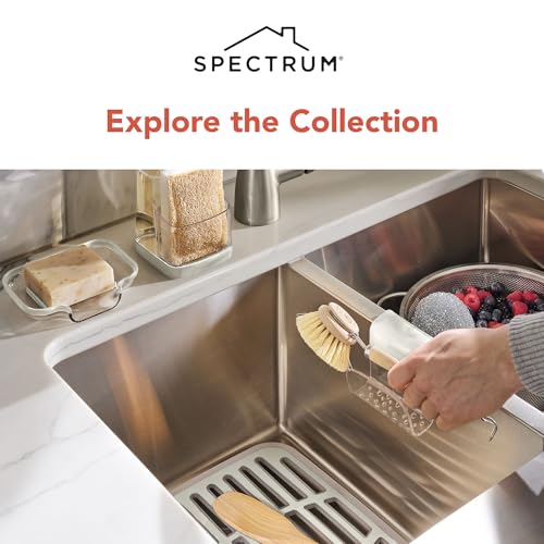 Spectrum Small Sink Mat Protector - Non-Slip Rubber with Raised Feet for Quick Drying, Buttercream