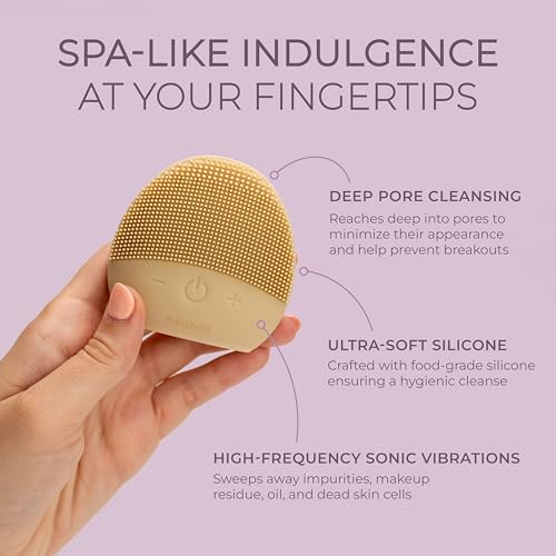 Baunas Sand Waterproof Silicone Facial Cleansing Brush with Sonic Vibrations