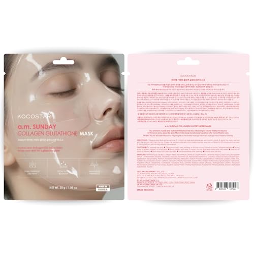 KOCOSTAR Collagen Glutathione Hydrogel Mask - 4 Pack for Glass Skin
