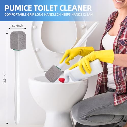 Pumice Stone Toilet Cleaner with Long Handle - 10 Replacement Stones