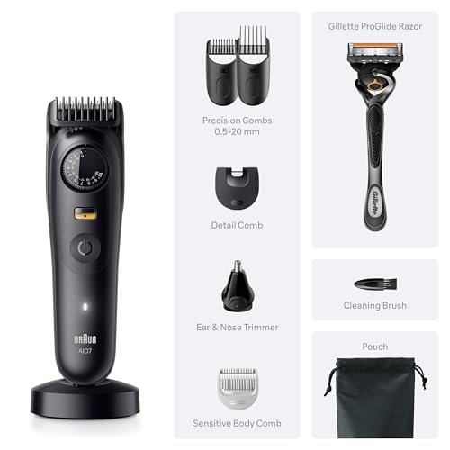 Braun All-in-One Series 7 Men's Electric Beard Trimmer, Hair Clipper, Shaver & Razor for Face, Hair & Body, All-in-One AIO 7535 with Gillette ProGlide Razor, Cordless