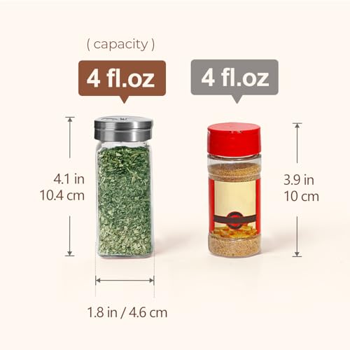 ComSaf 6-Pack Glass Spice Jars with Twist-Select Shaker Lids 4 oz