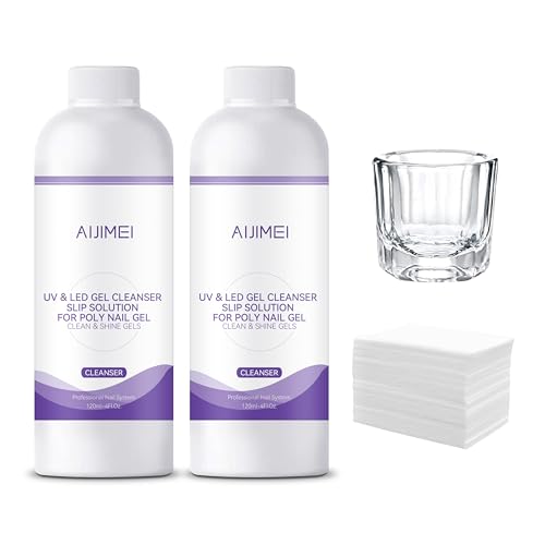 AIJIMEI Poly Gel Nail Slip Solution Set - 2 x 120ml Cleanser & Tools