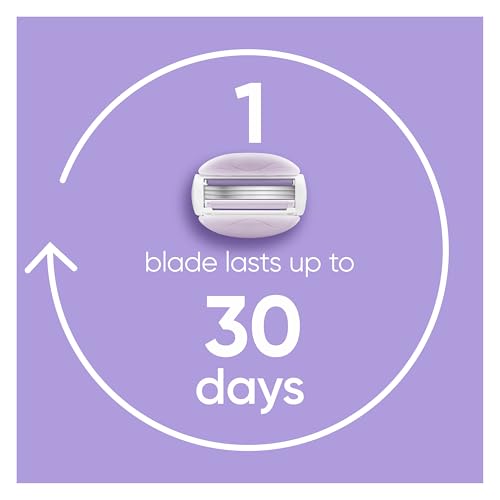 Gillette Venus ComfortGlide Freesia Women's Razor Refill Pack of 4 with 1 White Handle