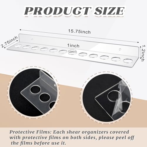 Briwooody 12 Slot Acrylic Wall Mounted Scissor Organizer - Hair Stylist Tool Rack (Variation 1)