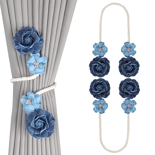 Meplait Boho Curtain Tiebacks - Set of 2 No-Drill Holdbacks for Drapes